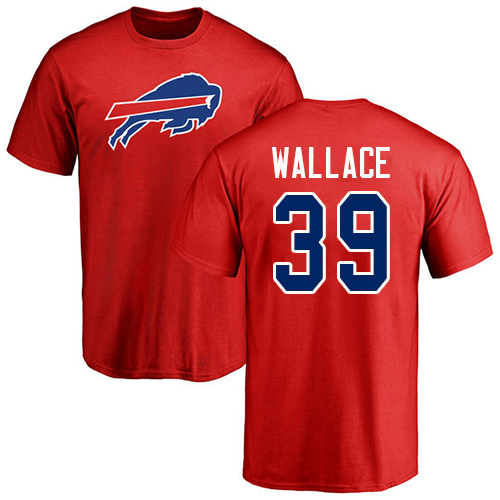 Men NFL Buffalo Bills #39 Levi Wallace Red Name and Number Logo T Shirt->nfl t-shirts->Sports Accessory